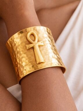 Brass Ankh Cuff Bracelet